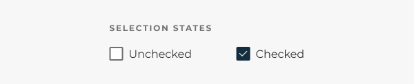The unchecked and checked selection states of a checkbox.