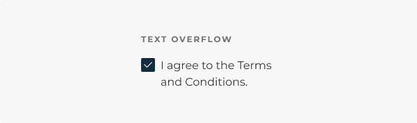 Checkbox label text overflowing to the next line, as described in the caption below.