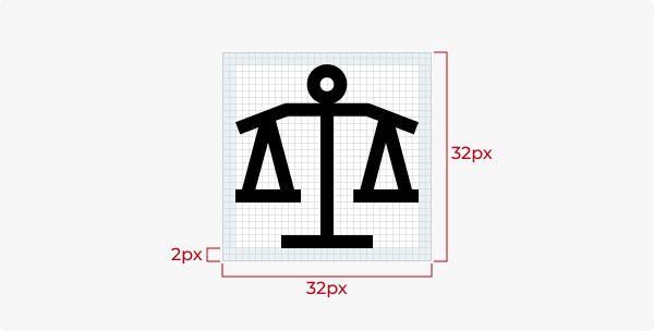 An icon on a 32x32px grid with 2px of padding