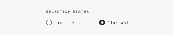 The unchecked and checked selection states of a radio button.