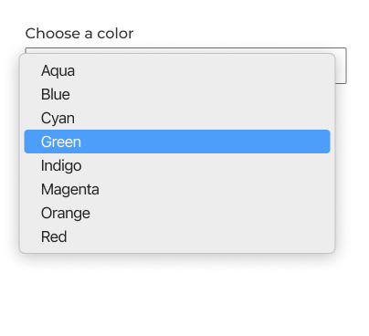 A select showing multiple preset options, as described in the caption.
