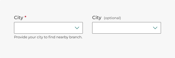 Selects marked as required and optional, as described in the caption.