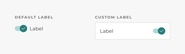 Default and custom toggle labels, as described in the caption.