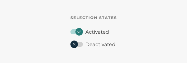 Toggle selection states, as described in the caption.