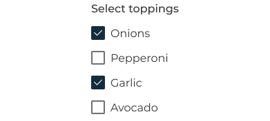 A checkbox group used for multiple selection, as described in the caption.